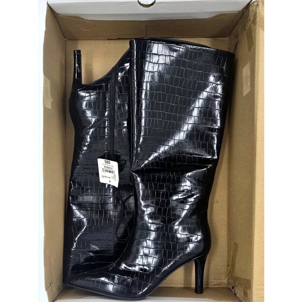 Worthington Pleasant Stiletto Heel Dress Boots Womens Sz 9.5 Black Alligator - Picture 4 of 5